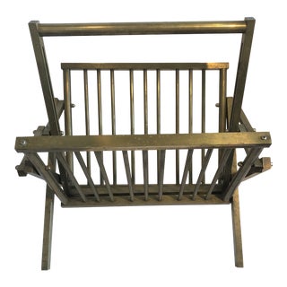 1980s Hollywood Regency Brass Folding Magazine Rack For Sale