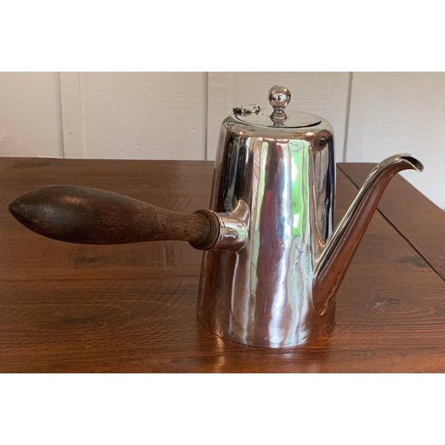 Antique Victorian Sheffield Silver Plate Chocolate Pot / Tea Pot With Wooden Handle for Cottage Core, English Country, Traditional Decor or Serving For Sale - Image 11 of 12