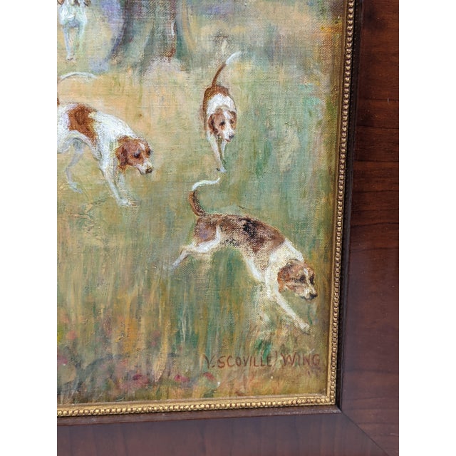 Mid 20th Century V. Scoville Wing Original Equestrian Hunt Oil Painting, Red Coats, Autumn Golds, Ralph Lauren Style For Sale - Image 10 of 18