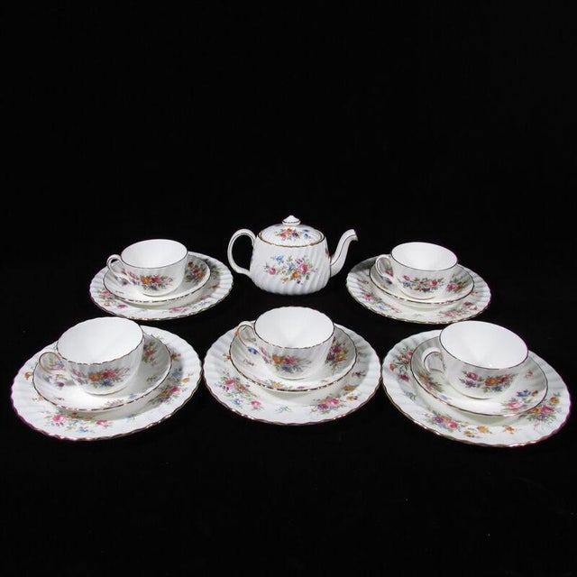 Minton Marlow Hand Painted Porcelain Teapot, Cups & Saucers and Plates 16 Piece Set Chairish