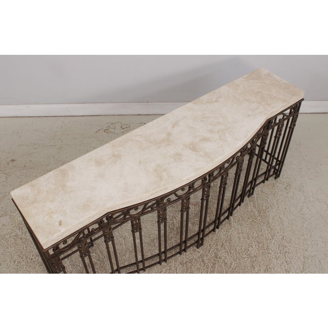 French Style Iron & Steel Base Stone Top Console Table For Sale In Philadelphia - Image 6 of 15