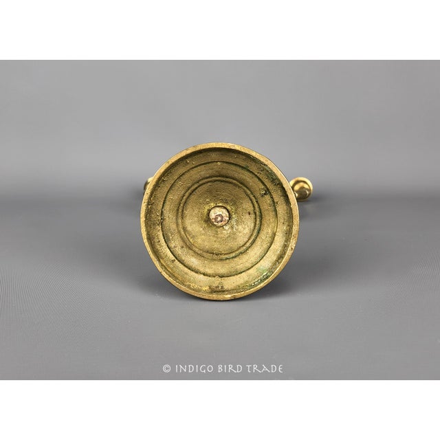 Early 20th Century Antique Solid Brass 5 Arms Candelabra Menorah For Sale - Image 5 of 5