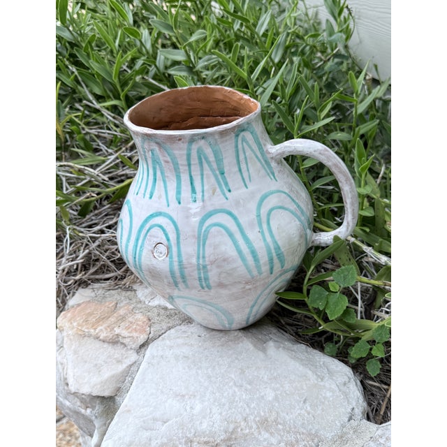 Aqua Arc Italian Ceramic Pitcher For Sale - Image 4 of 7