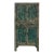 Distressed Olive Green Rim Teal Blue Doors Storage Cabinet For Sale
