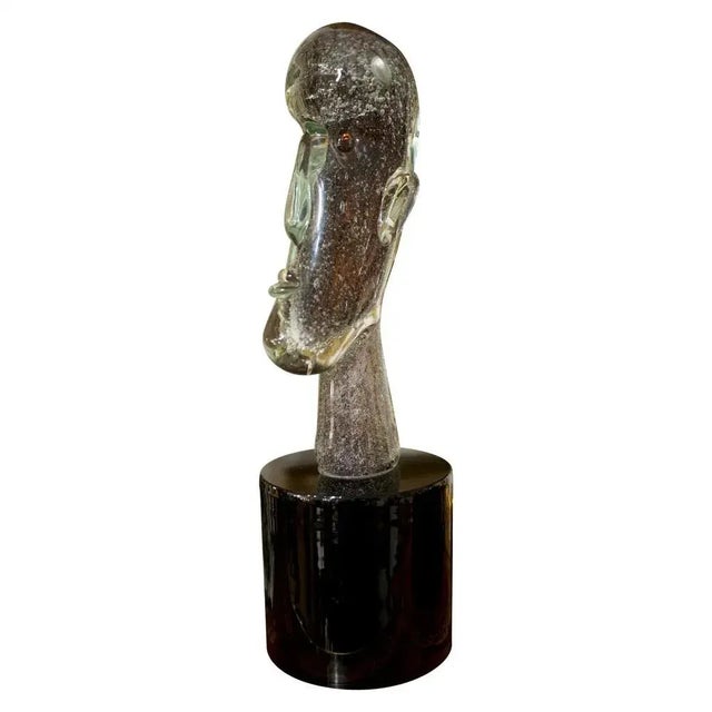 20th Century Sculptural Murano Glass Face on Bronze Base For Sale - Image 5 of 5