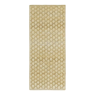 Contemporary Block Print Geometric Natural Silk Runner by Rug & Kilim, India For Sale