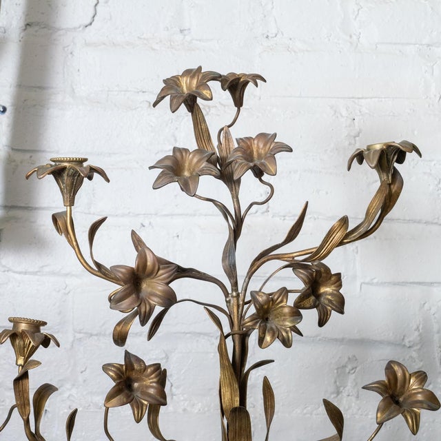 Bronze angel and floral motif candelabra For Sale - Image 4 of 12