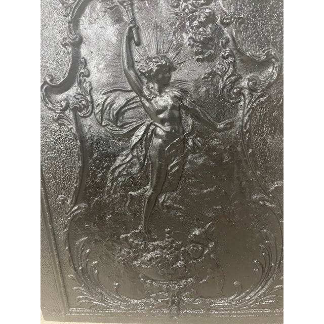 Late 19th Century 19th Century French Quarter Cast Iron Fireplace Surround & Ornate Figural Cover 30.5"x30.5" For Sale - Image 5 of 10