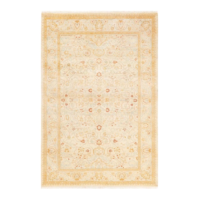 Mogul, One-of-a-Kind Hand-Knotted Area Rug - Ivory, 4' 3" x 6' 3" For Sale