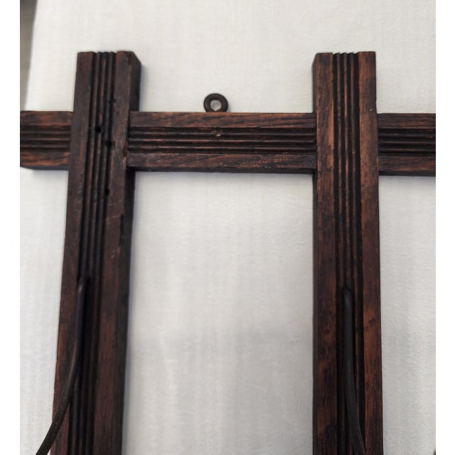 Antique Arts & Crafts Wall Coat Rack With Mirror and Hooks For Sale - Image 10 of 17