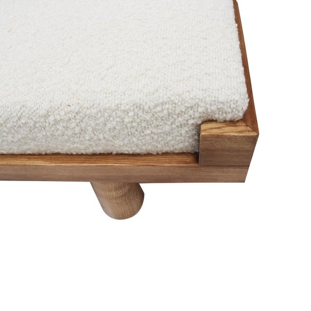 Brown Vintage Brutalist Bench in Oak and Wool Bouclé, Italy, 1999 For Sale - Image 8 of 9