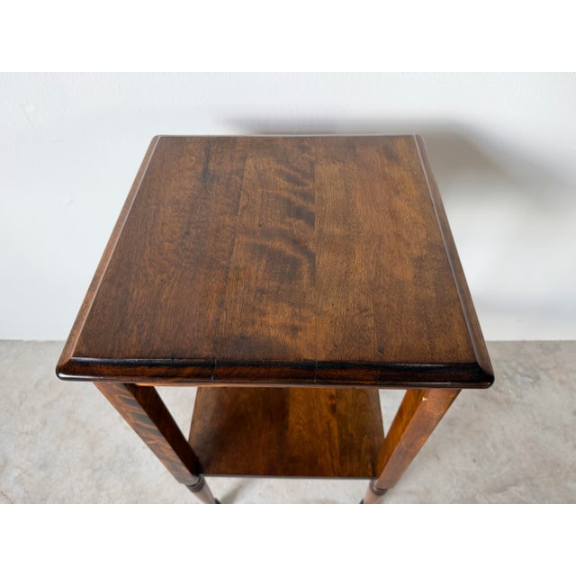 Vintage Traditional Walnut Two-Tier Side Table With Turned Legs For Sale In Miami - Image 6 of 12