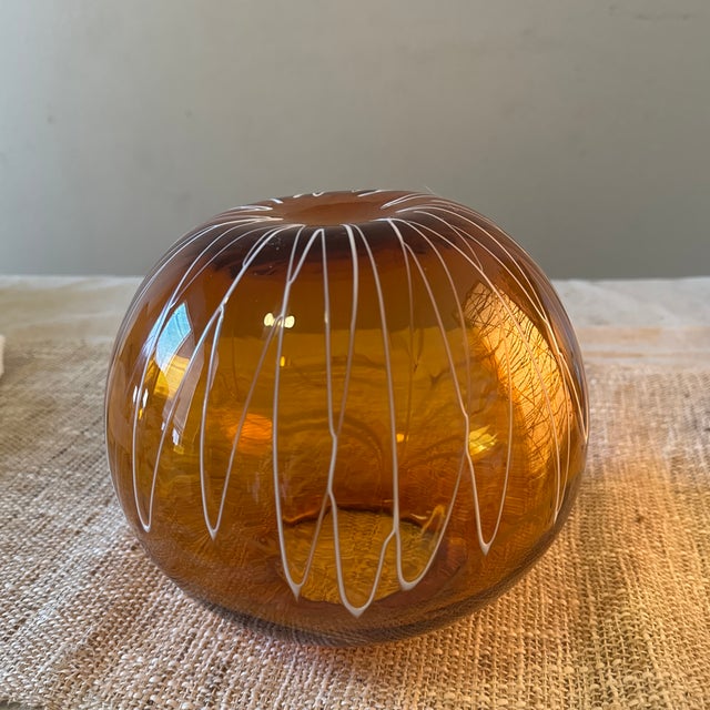 Vase --Orange MCM Spherical Vase For Sale - Image 4 of 6