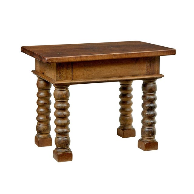Brown Antique Dutch Carved Oak Side Table, 1830 For Sale - Image 8 of 8
