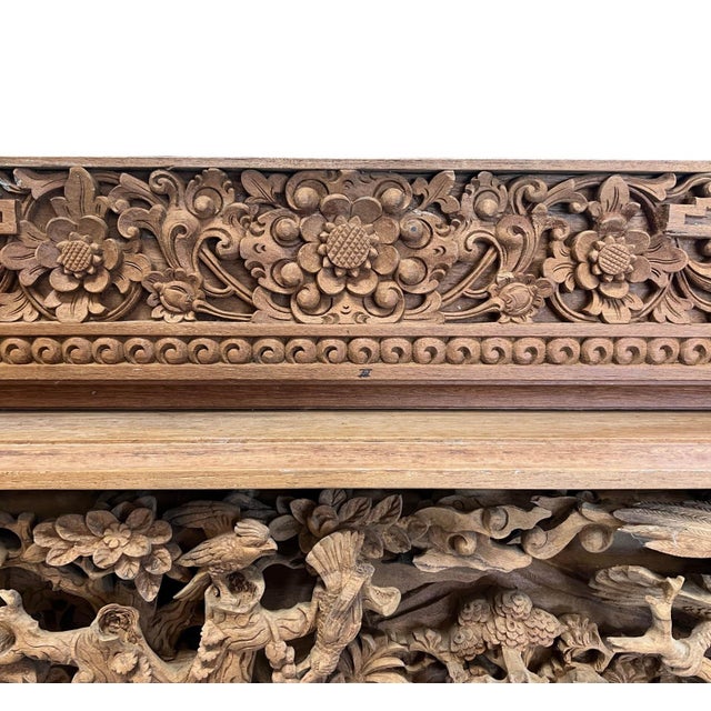 Monumental Indonesian Architectural Carved Teak Relief Wall Panel For Sale - Image 15 of 16
