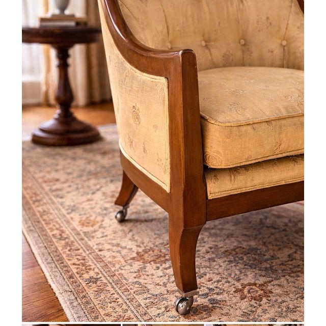 Tomlinson 1950s Tomlinson of High Point Tufted Barrel-Back Lounge Chair on Original Casters For Sale - Image 4 of 8