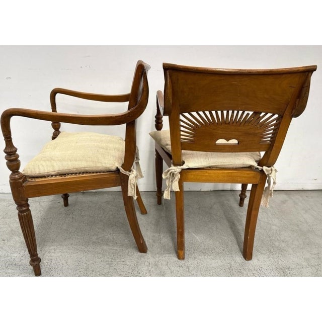 Late 20th Century Pair Anglo-Indian British Colonial Cane Armchairs From the General Hospital Set For Sale - Image 5 of 7