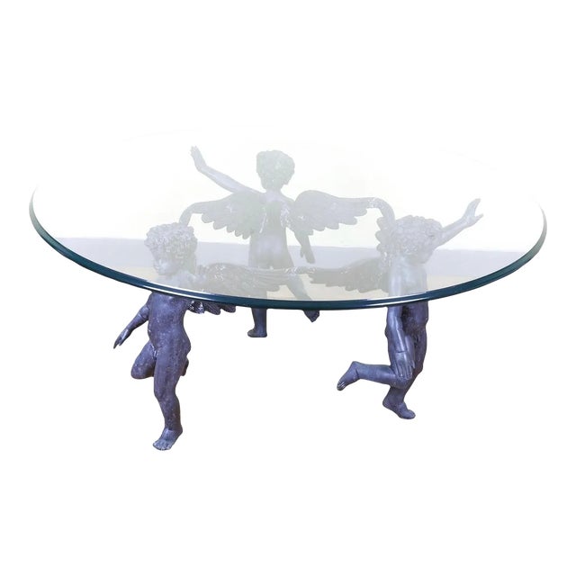 1970s Bronze Dancing Cherubs Coffee Table For Sale