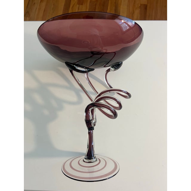 Art Deco Vintage Hand Blown Glass Italian Murano Style Candy Dish For Sale - Image 3 of 9