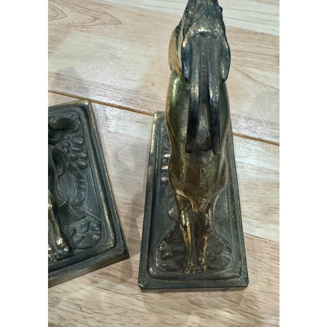 1930s Art Deco Cast Iron Leaping Gazelle Bookends by Littco - A Pair For Sale - Image 11 of 12