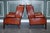 Hand-Dyed Burgundy Brown Leather Wingback Chairs, Set of 2 For Sale - Image 4 of 8