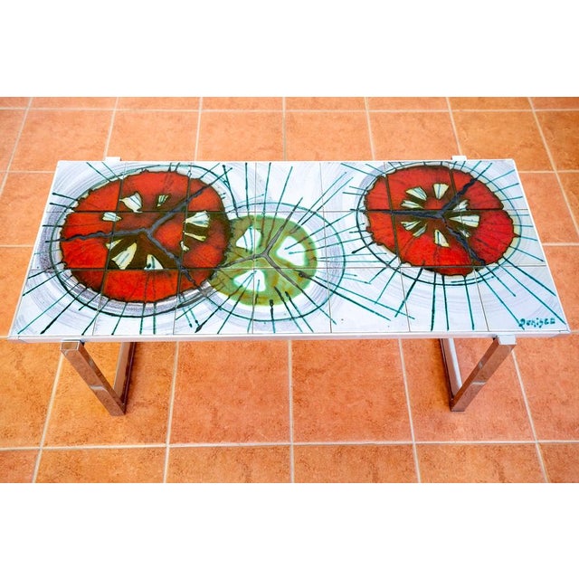 Large Vintage Coffee Table in Chrome and Ceramic, 1970s For Sale - Image 18 of 18