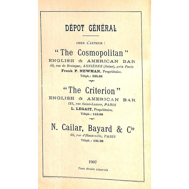 1900 - 1909 "American-Bar Recettes Des Boissons Anglaises Et Americaines" 1907 Newman, Frank L. For Sale - Image 5 of 9