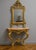 Wood Louis XV Style Curved Castle Console and Mirror in Gilded and Silvered Wood For Sale - Image 7 of 7