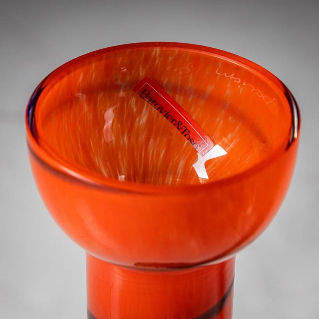 B.A.G. Orange and Green Vase from Barovier & Toso For Sale - Image 6 of 7