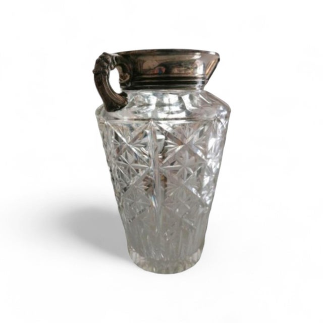 Mid-Century Cut-Pattern Glass Vase with Ornate Metal Mount, 1950s For Sale - Image 12 of 12