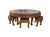 1980s 1980s Vintage Hand Carved Teak Coffee Tea Table With 6 Nesting Stools - Set of 7 For Sale - Image 5 of 10