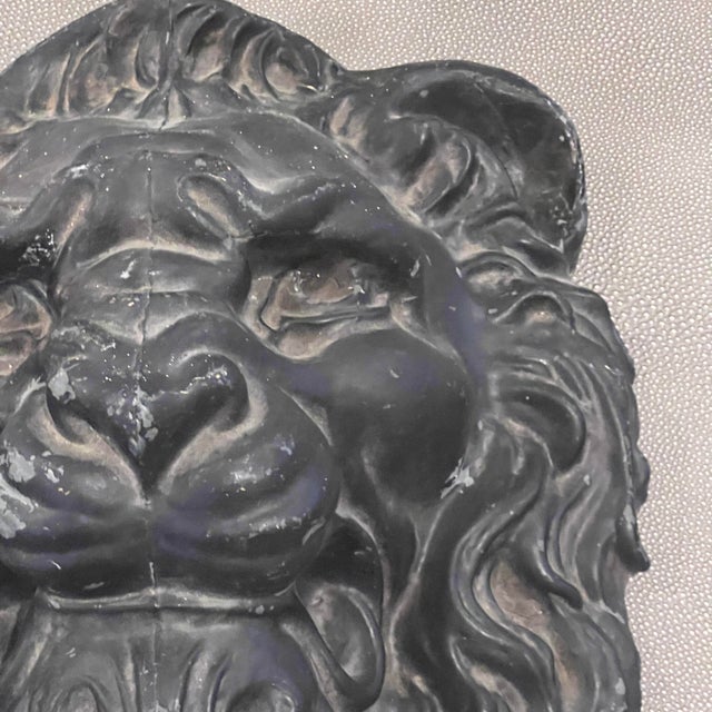Early 20th Century Antique Cast Zinc Lion Head Architectural Salvage Wall Plaque For Sale - Image 5 of 8