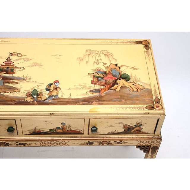 Antique Chinoiserie Lacquered Console Table, 1920s For Sale - Image 9 of 16