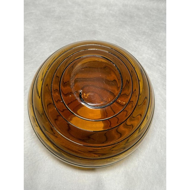 1970s Mid-Century Art Deco Style Amber Glass Vase with Black Raised Details, 1970s For Sale - Image 5 of 6