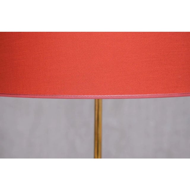 Edvard Hagman Table Lamp in Brass, Elm and Vermillion Shade, Sweden, 1940s For Sale - Image 10 of 12