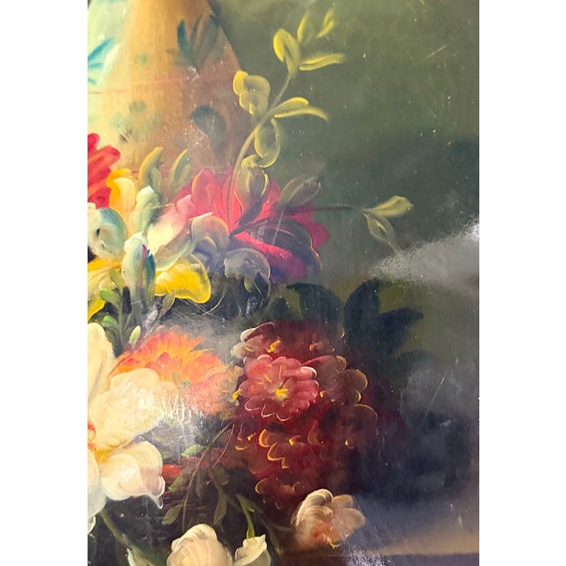 Vintage Oval Floral Still Life Oil Painting For Sale - Image 9 of 11