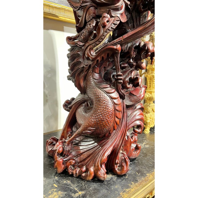 Auburn Monumental Chinese Rosewood Guanyin Sculpture For Sale - Image 8 of 12