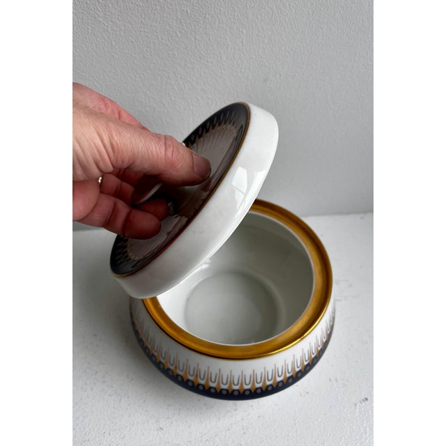 Ceramic Vintage Mid-Century Real Cobalt Dish with Lid by Edelstein Bavaria, Germany For Sale - Image 7 of 12