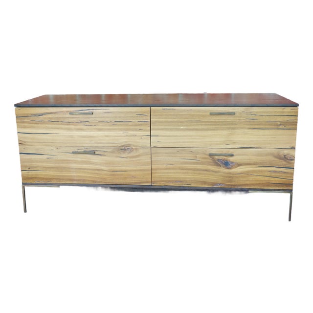Mid‑Century Modern 4-Drawer Credenza / Dresser Natural Yukas Hardwood For Sale