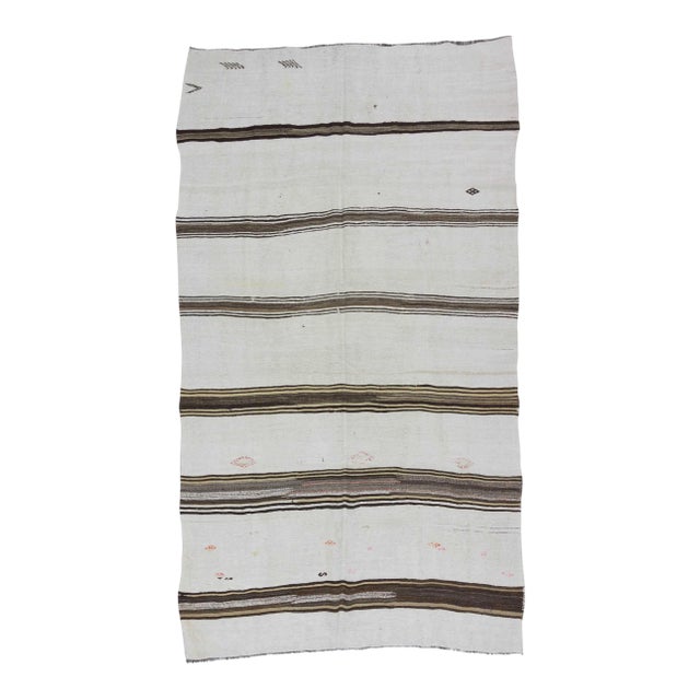 Vintage striped Turkish hemp kilim rug For Sale