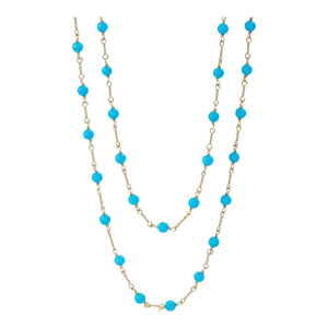 Syna Yellow Gold Hand-wired Sleeping Beauty Turquoise Small Bead Necklace