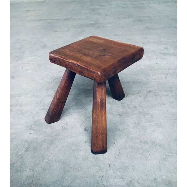 Small Tripod Oak Side Table / Stool, Belgium, 1950s For Sale - Image 15 of 15