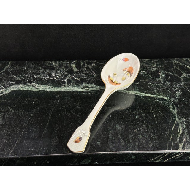 Traditional Late 20th Century Herend Hungary Hand-Painted Porcelain Serving Spoon, Mushroom & Insect Motif For Sale - Image 3 of 15