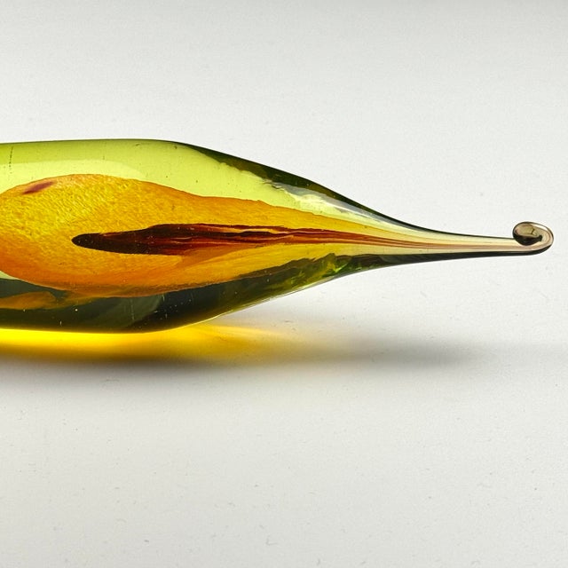 1990s Catherine Vamvakas Lay — Abstract Postmodern Biomorphic Colored Hand-Blown Glass With Bronze Cradle (Signed) For Sale - Image 5 of 9