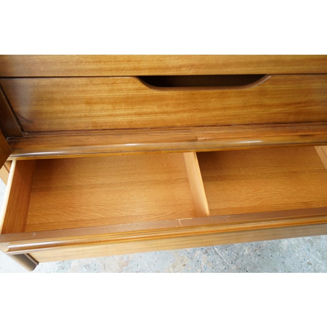 1960s Thomasville Mid-Century Modern Walnut & Cane Gentleman’s Chest / Highboy Dresser For Sale - Image 11 of 12