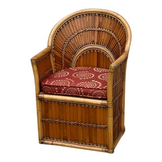 Vintage Split Bamboo Armchair With Cushion For Sale
