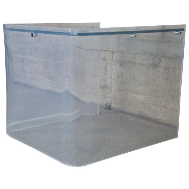 Mid-Century Modern Mid Century Modern Lucite Acrylic & Glass Top Side Table For Sale - Image 3 of 9