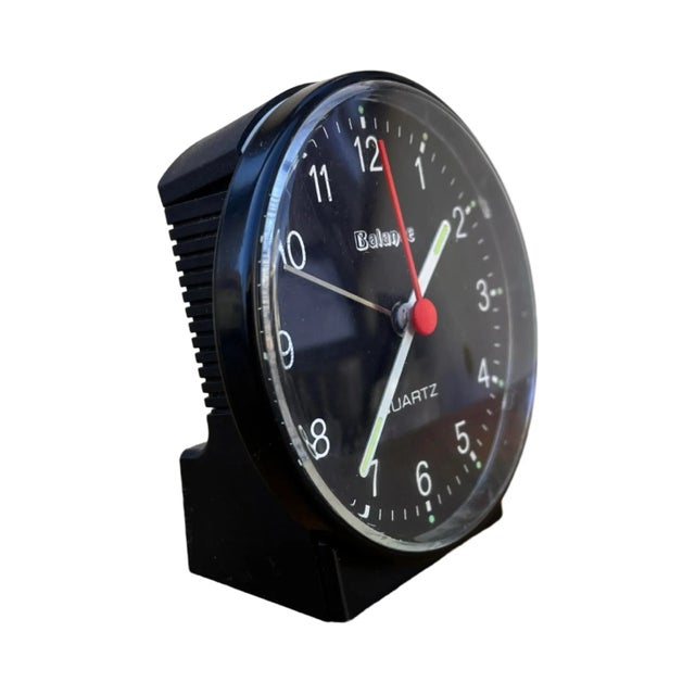 Mid-Century Modern Black Electric Alarm Clock, Balance, Germany, 1980s. For Sale - Image 3 of 6