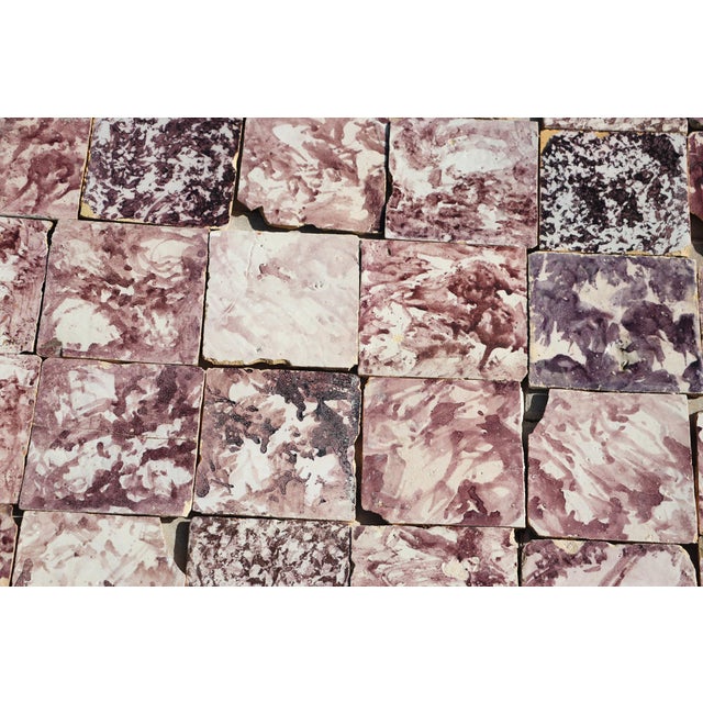 18th Century Baroque Aubergine Spongeware Set of Ninety Tiles, Portuguese For Sale - Image 6 of 18