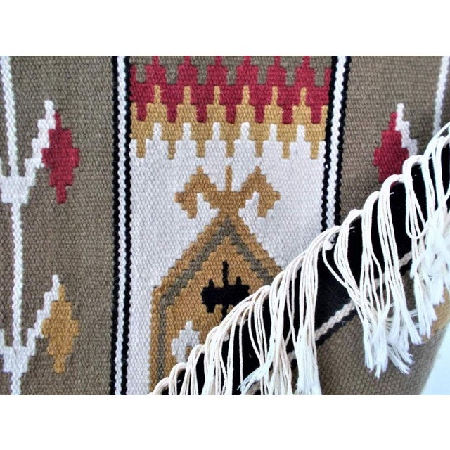 Textile Mid-Century Hungarian Folk Art Geometric Handwoven Wall Tapestry, 1960s For Sale - Image 7 of 9